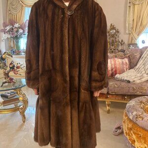 Full Length Mahogany Mink Coat size 44-46 for Women